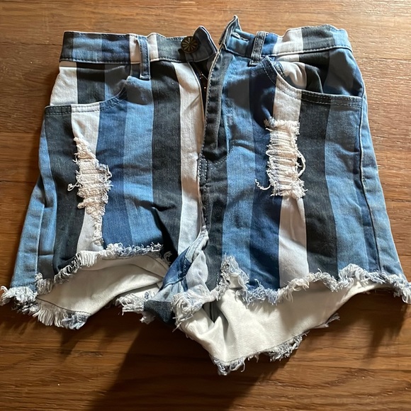 Show Me Your MUMU Striped Denim Shorts - Picture 2 of 3
